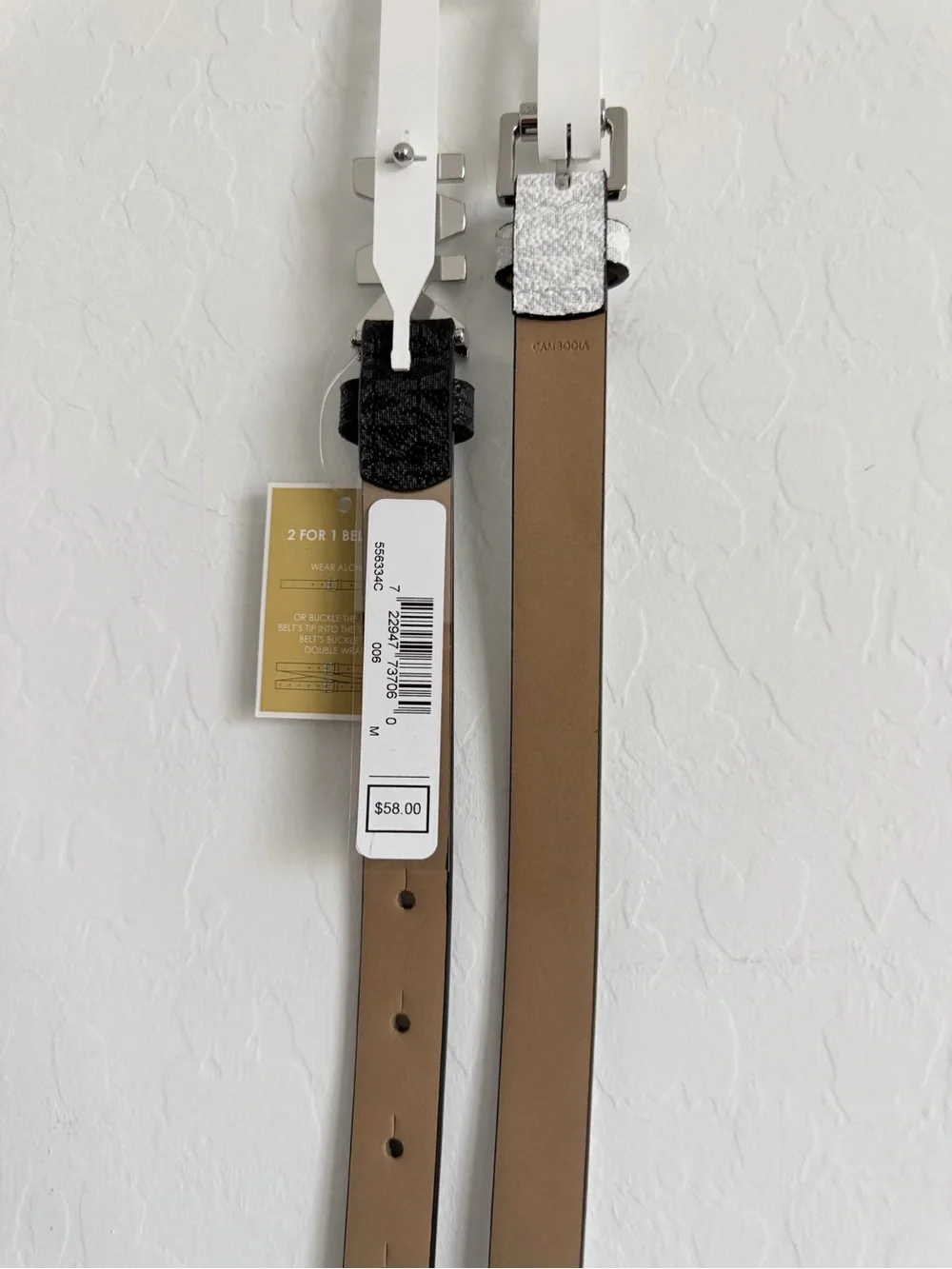 Michael Kors White and Black Logo Buckle Women's Belt